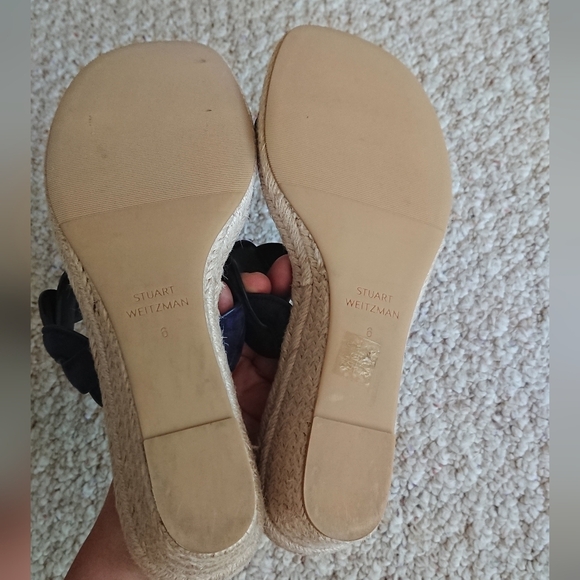 Stuart Weitzman navy Blue Twist Suede Wedge Sandals size 6.5 - Picture 13 of 13